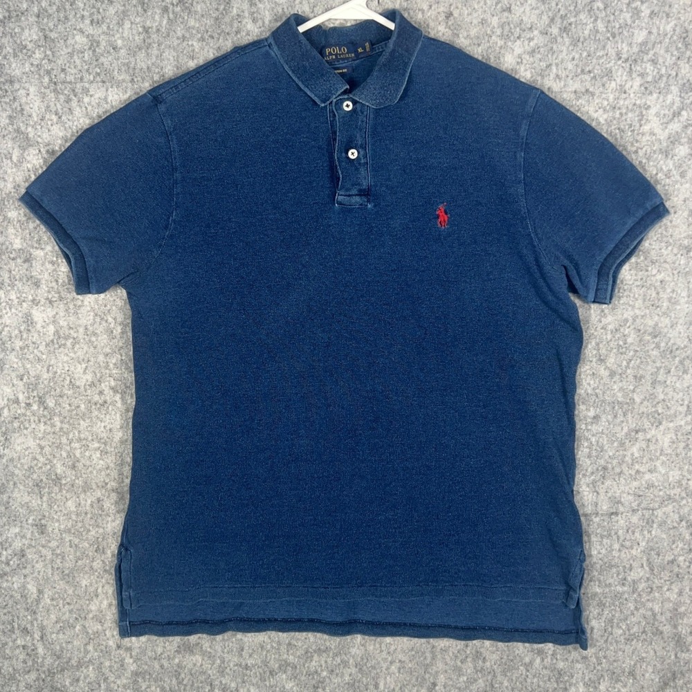 Polo Ralph Lauren Men's XL Custom Fit Blue Cotton Mesh Short Sleeve Polo Shirt